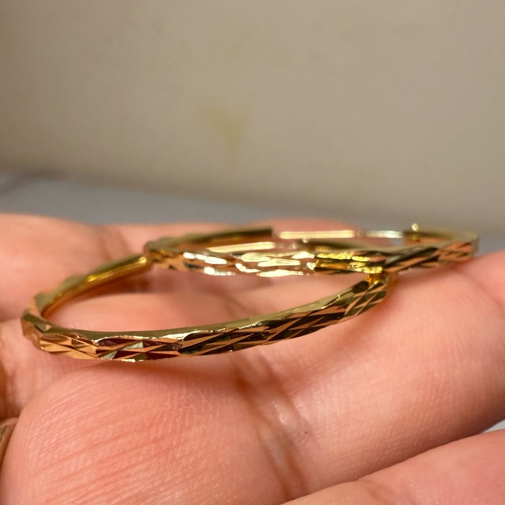 Gold Tone Hoop Earrings - Picture 3 of 5
